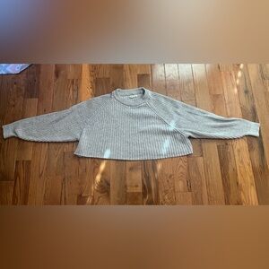 Aeropostale Gray Crew Neck Sweater with Ribbed Texture